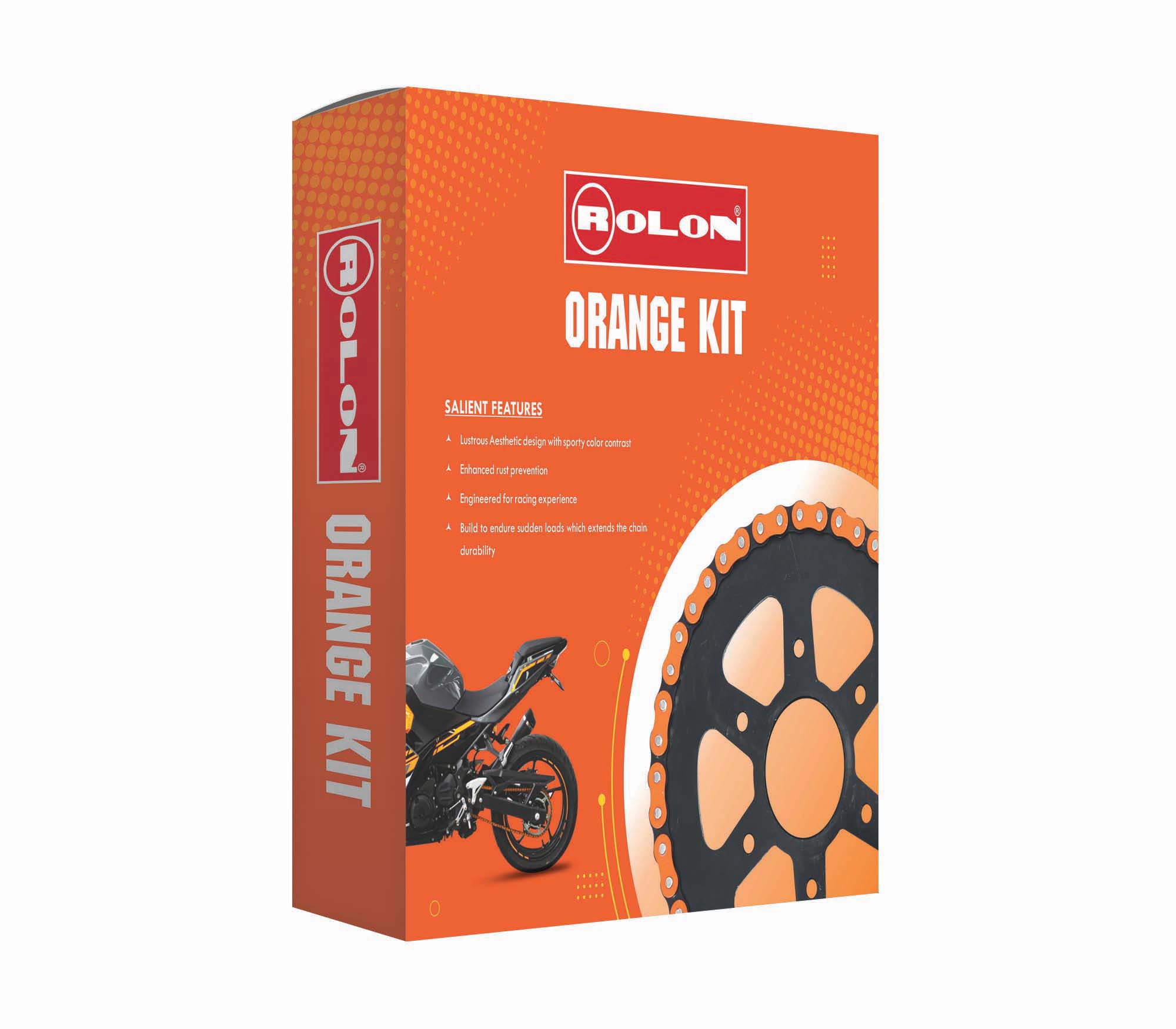Orange Chain and Sprocket kit for PULSAR RS 200 - KIT HPORO 377NF
